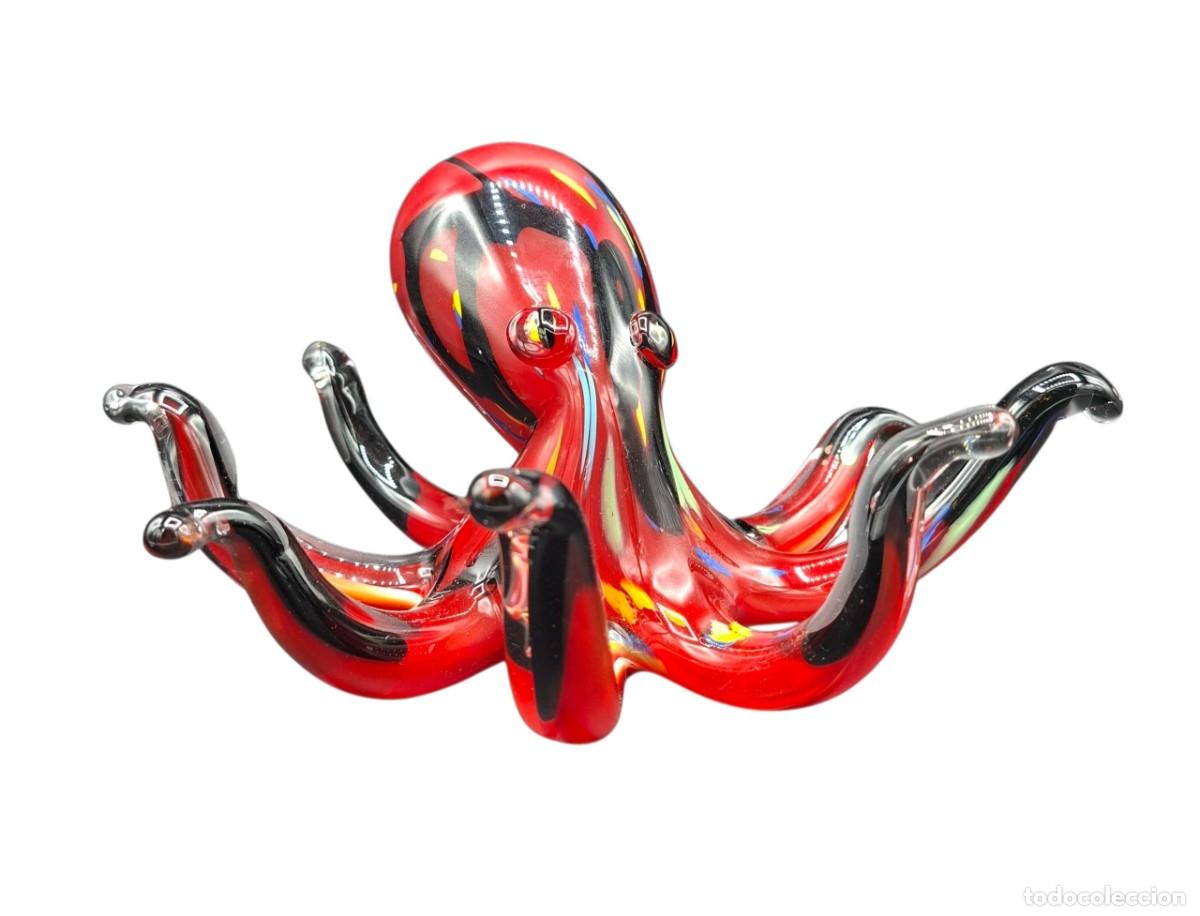 Vintage: GRAN FIGURA MUY DECORATIVA DE PULPO EN CRISTAL DE MURANO FIRMADO