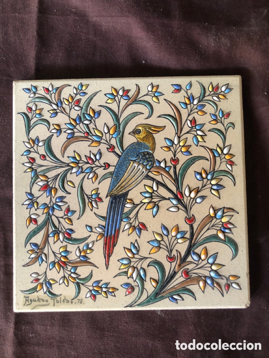 Vintage: Azulejo cuerda seca Jos&eacute; Aguado Toledo