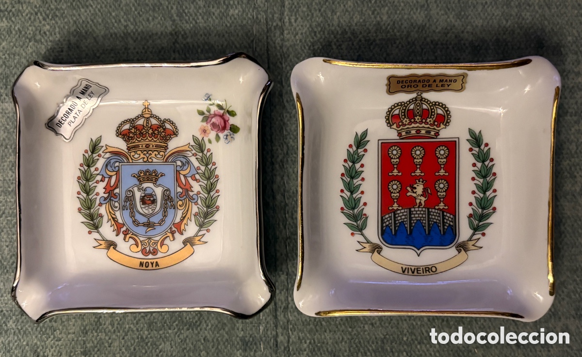 Vintage: (L833) Ceniceros porcelana vintage Galicia Oro/Plata Ley