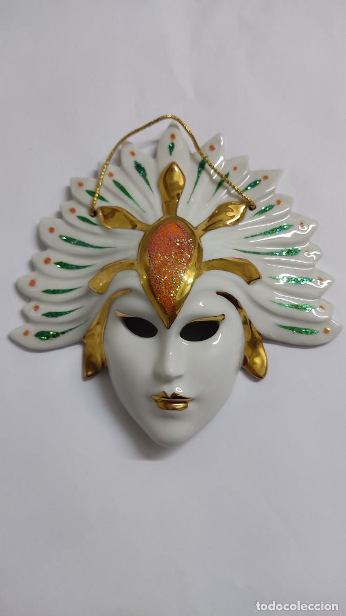 Vintage: Mascara de porcelana estilo carnaval de Venecia