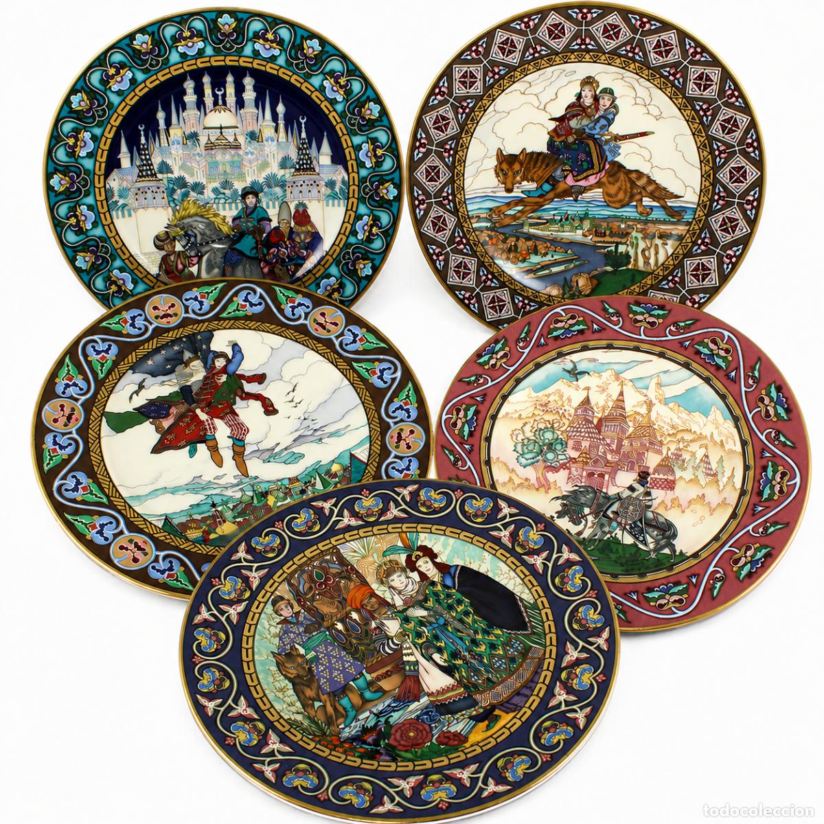 Vintage: Lote 5 Platos Porcelana Heinrich Villeroy Boch Russian Fairy Tales B. Zvorykin Vintage