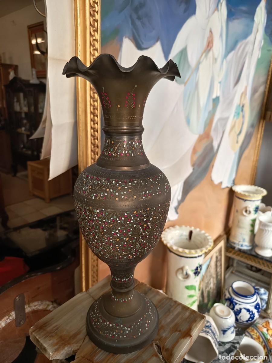 Vintage: &Aacute;nfora de lat&oacute;n 43 cm - Foto 8
