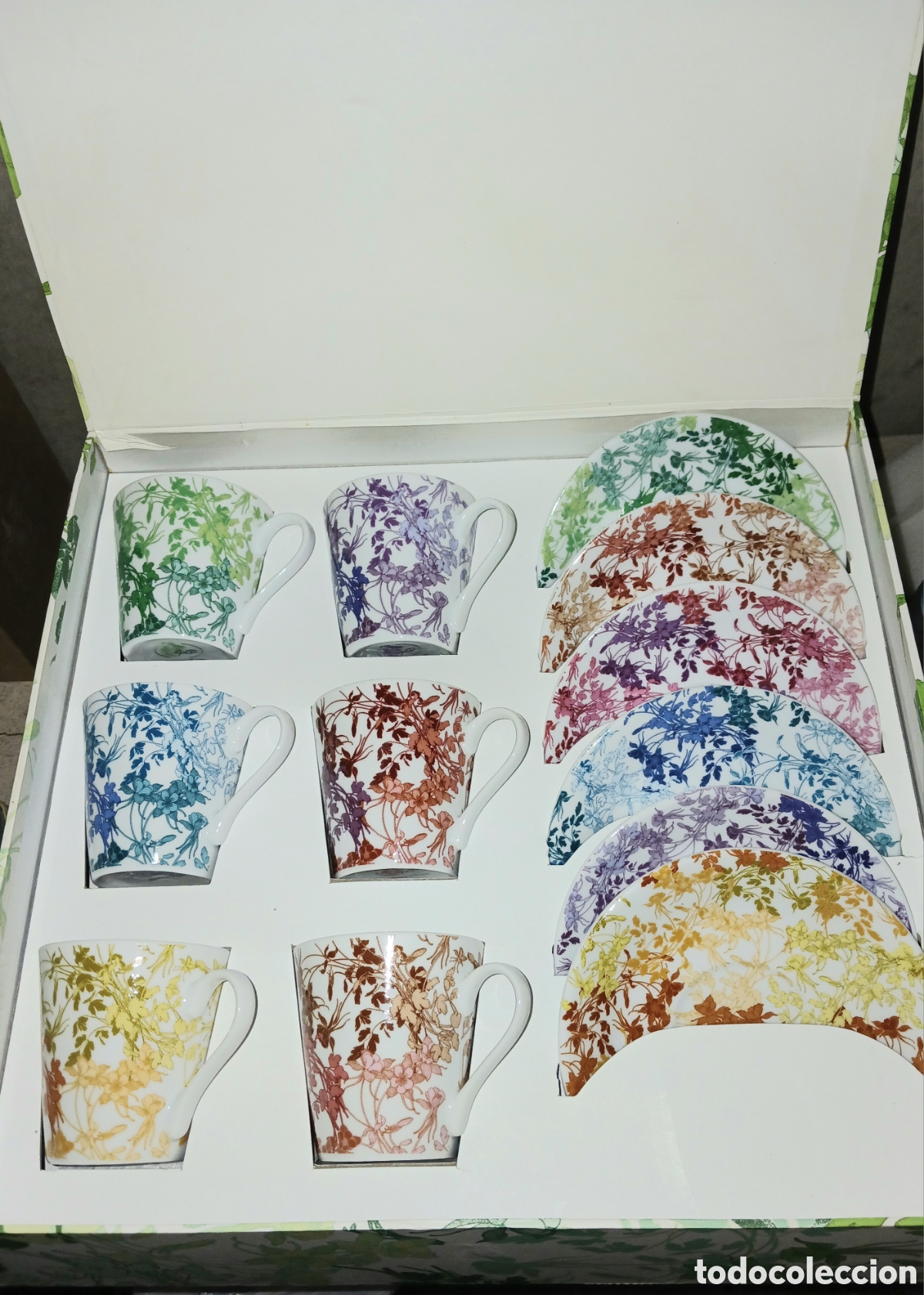 Vintage: Excepcional Set Caf&eacute; 6 Tazas Y 6 Platillos Porcelana Italiana Giordano Di Ponzano (GDP). A Estrenar