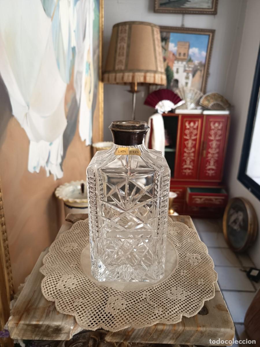 Vintage: Botella de cristal con plata