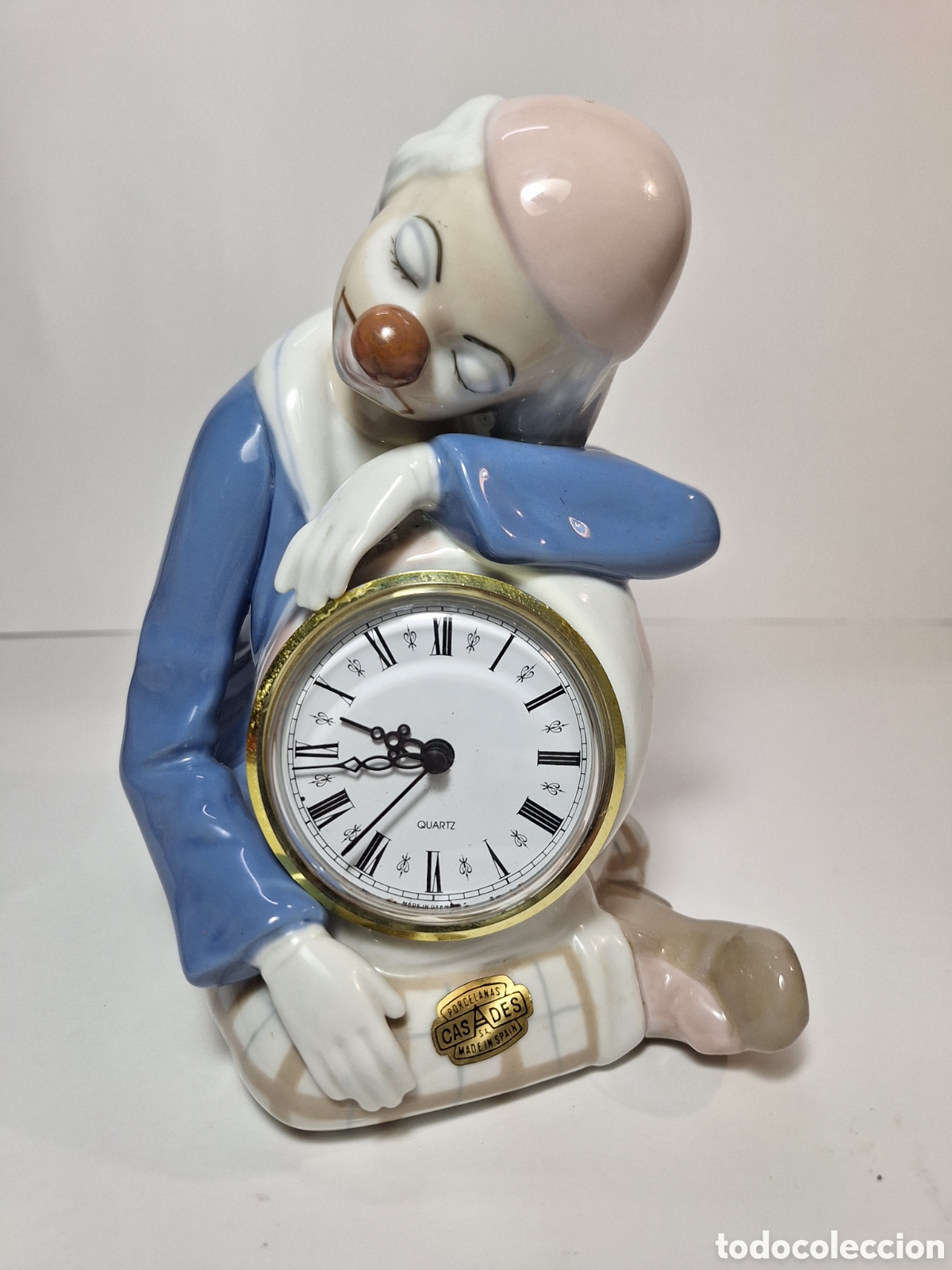 Vintage: Reloj Vintage Payaso Pierrot de Porcelana Casades S.A. (Made in Spain)