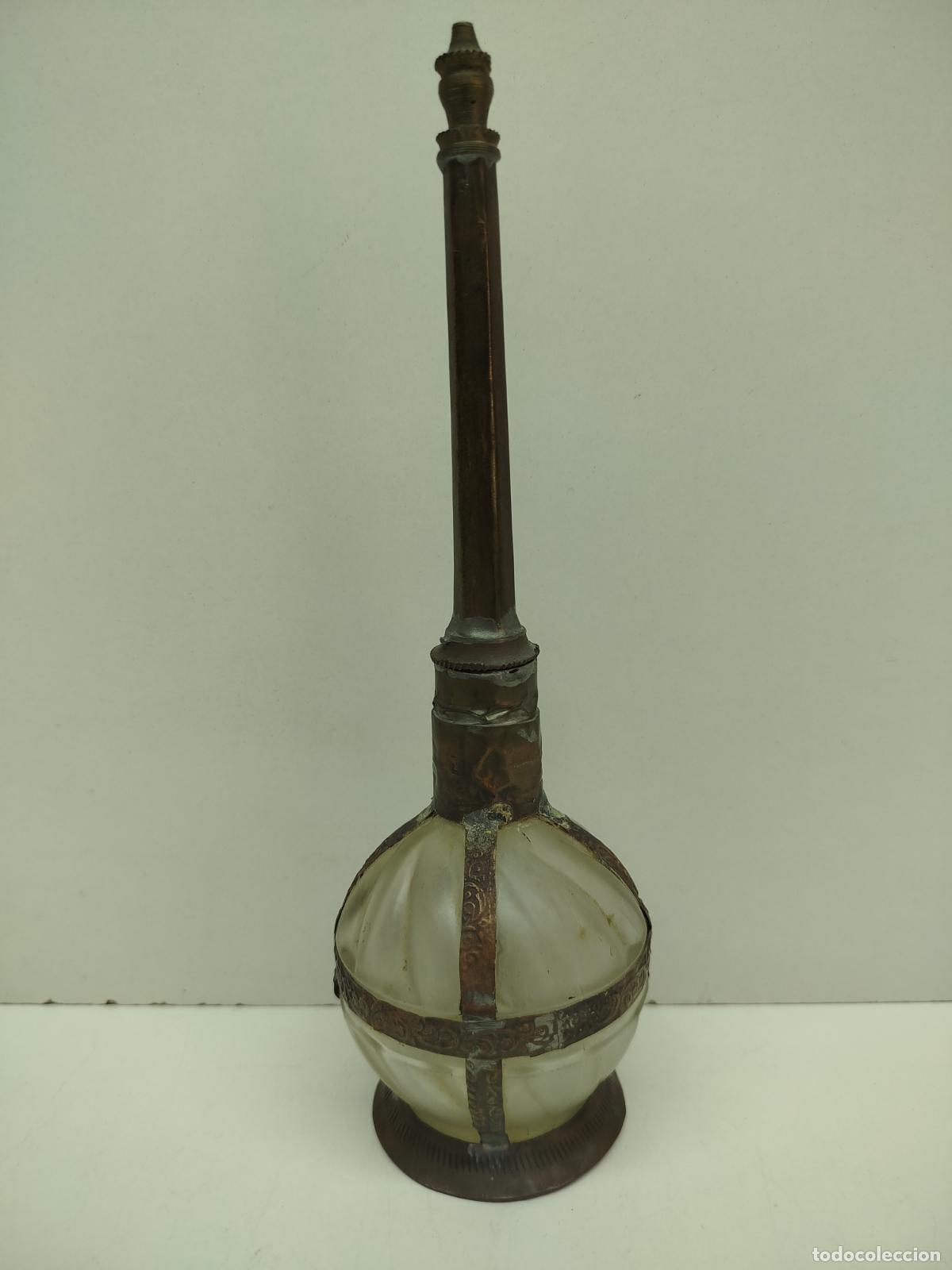 Vintage: ANTIGUO PERFUMERO MARROQU&Iacute; DE VIDRIO Y METAL