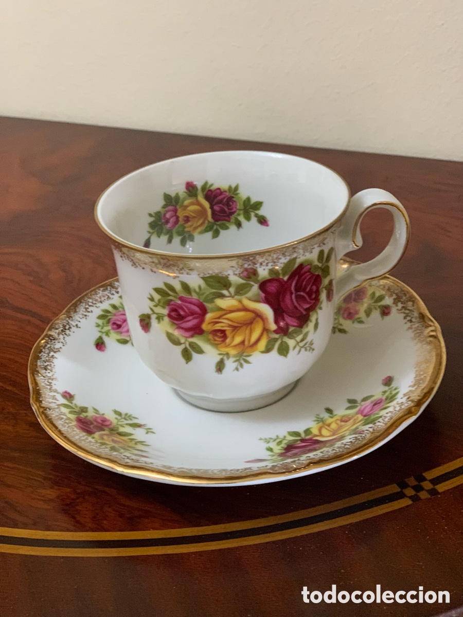 Vintage: Taza de caf&eacute; o t&eacute; Winterling Bavaria con plato &ndash; Porcelana alemana vintage