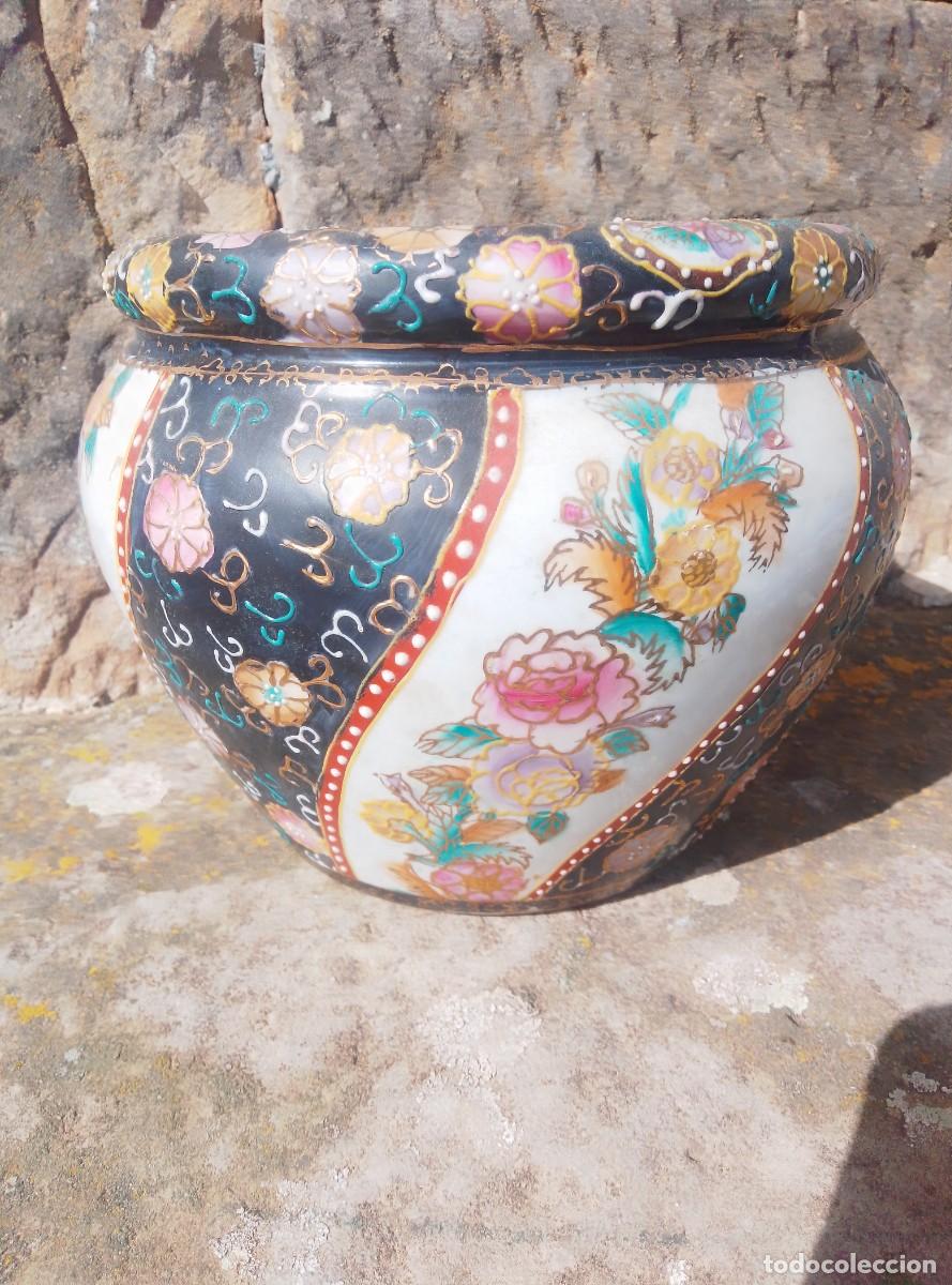 Vintage: Jarr&oacute;n pecera o macetero de porcelana china. Altura: 17 cm. Ancho 21 cm.