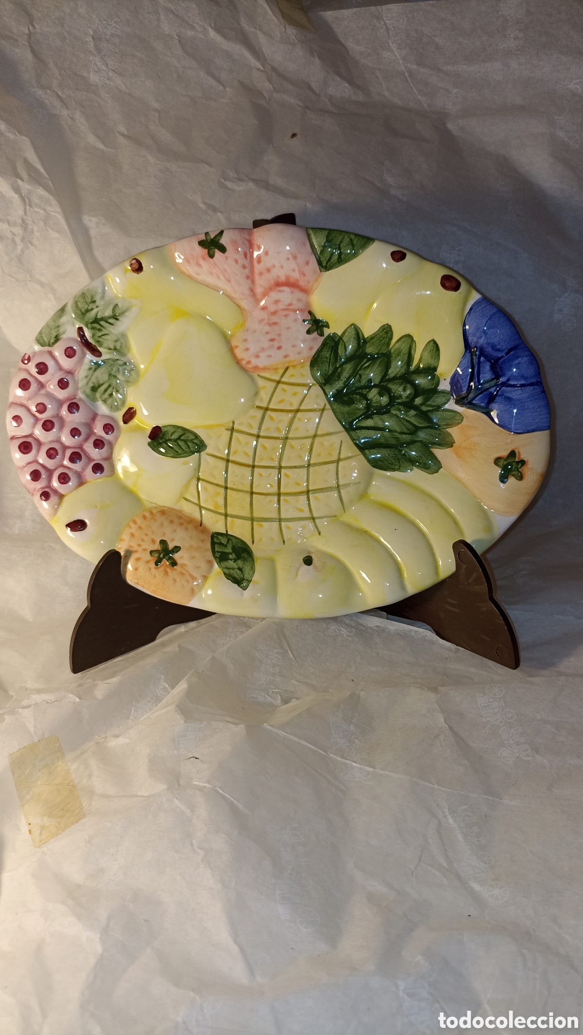 Vintage: Plato / Fuente decorativa de pared en relieve - Cer&aacute;mica Vintage Frutas