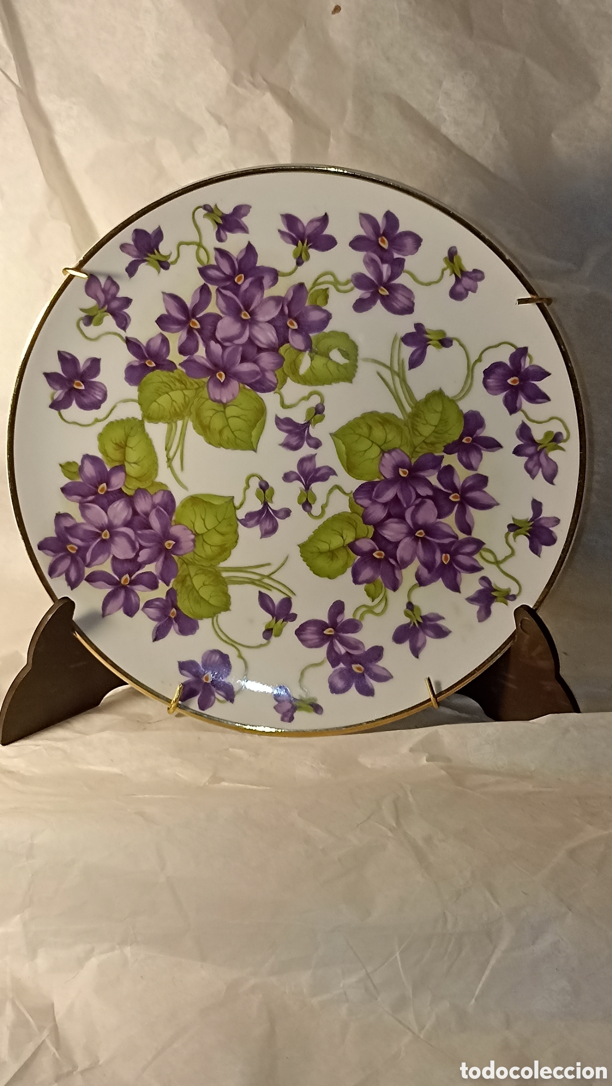 Vintage: Plato Decorativo Vintage Recomar - Motivo Violetas (20 cm) - Con Colgador