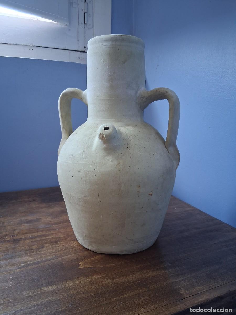 Vintage: Cantaro botijo de cer&aacute;mica arcilla blanca con 2 asas alfarer&iacute;a de Murcia o Almer&iacute;a