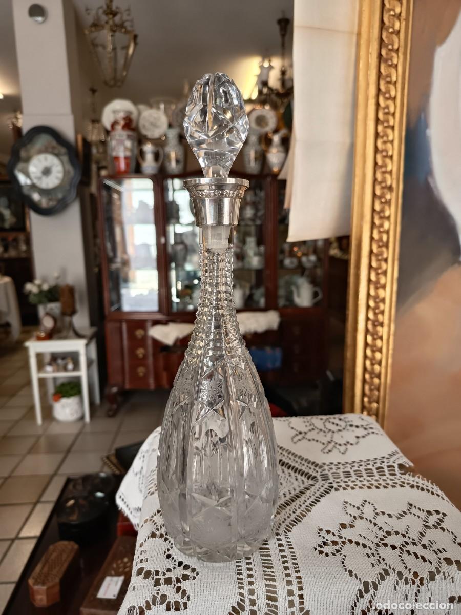 Vintage: Licorera cristal y plata