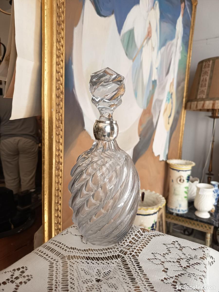 Vintage: Licorera Torneada cristal y plata