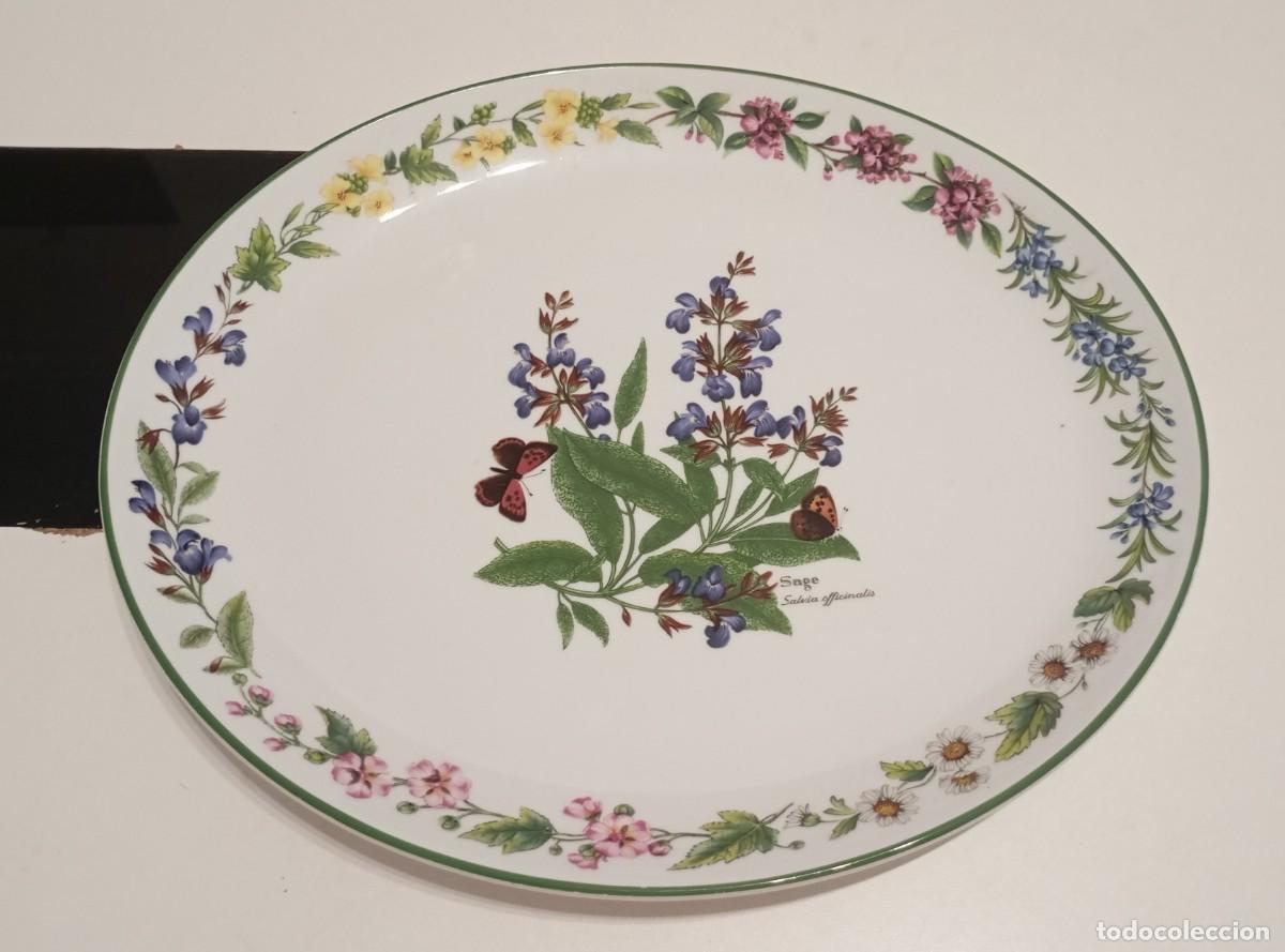Vintage: BONITO PLATO OVALADO PARA SERVIR DE PORCELANA FINA,ROYAL WORCESTER,COLECCI&Oacute;N WORCESTER HERBS,VINTAGE