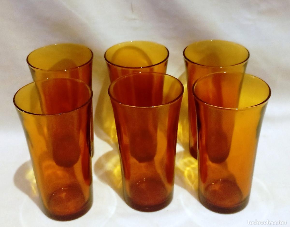 Vintage: Seis vasos altos Duralex &aacute;mbar