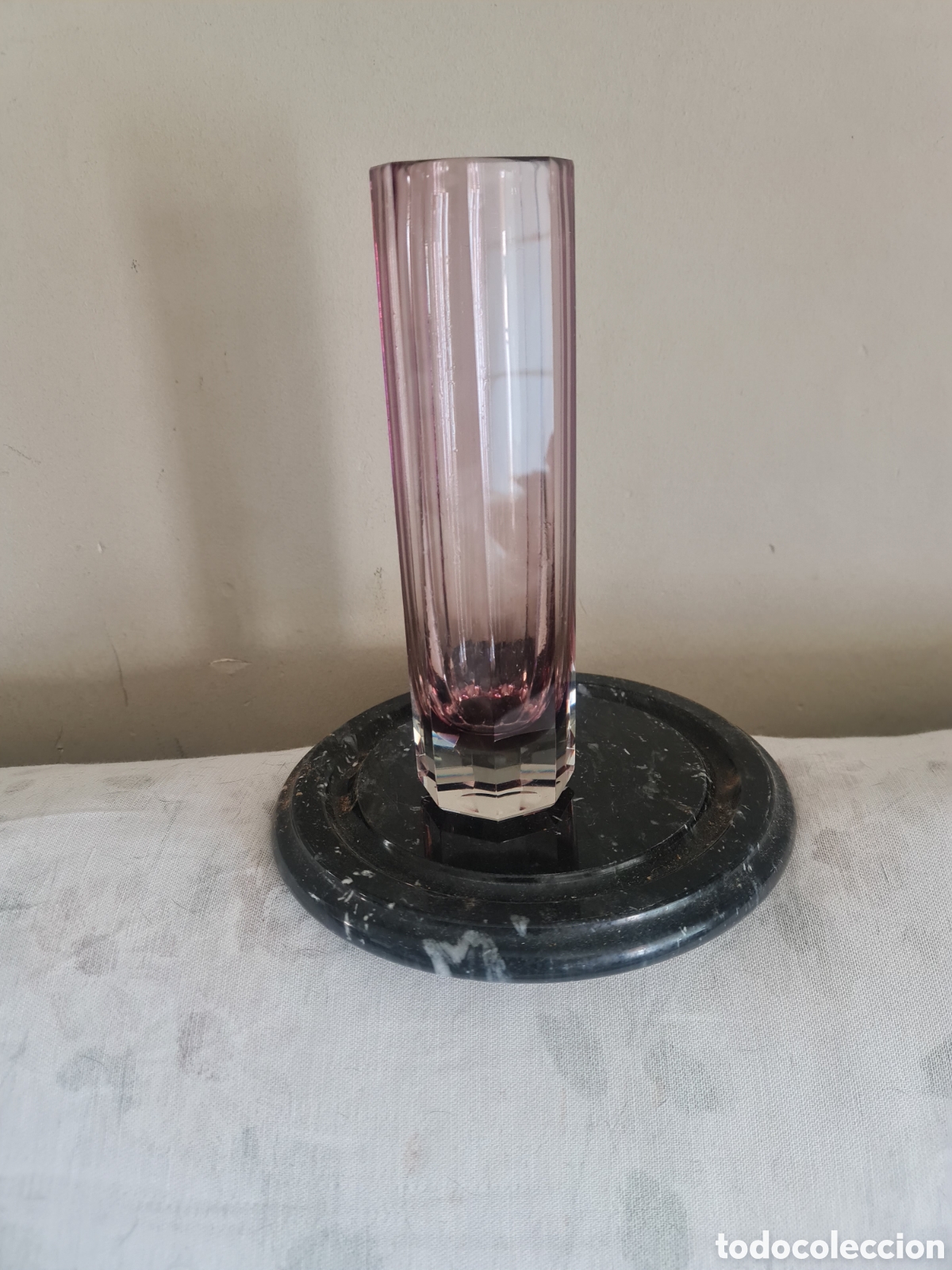 Vintage: Artěl (Checoslovaquia) &ndash; Cristal Facetado Rosa &ndash; Pieza Vintage de Lujo &ndash; Impecable