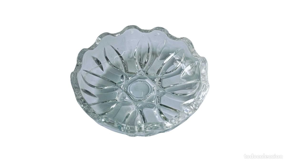 Vintage: BOMBONERA DE CRISTAL TALLADO - BORDE ONDULADO - A&Ntilde;OS 1950-1960 - PIEZA DE COLECCI&Oacute;N