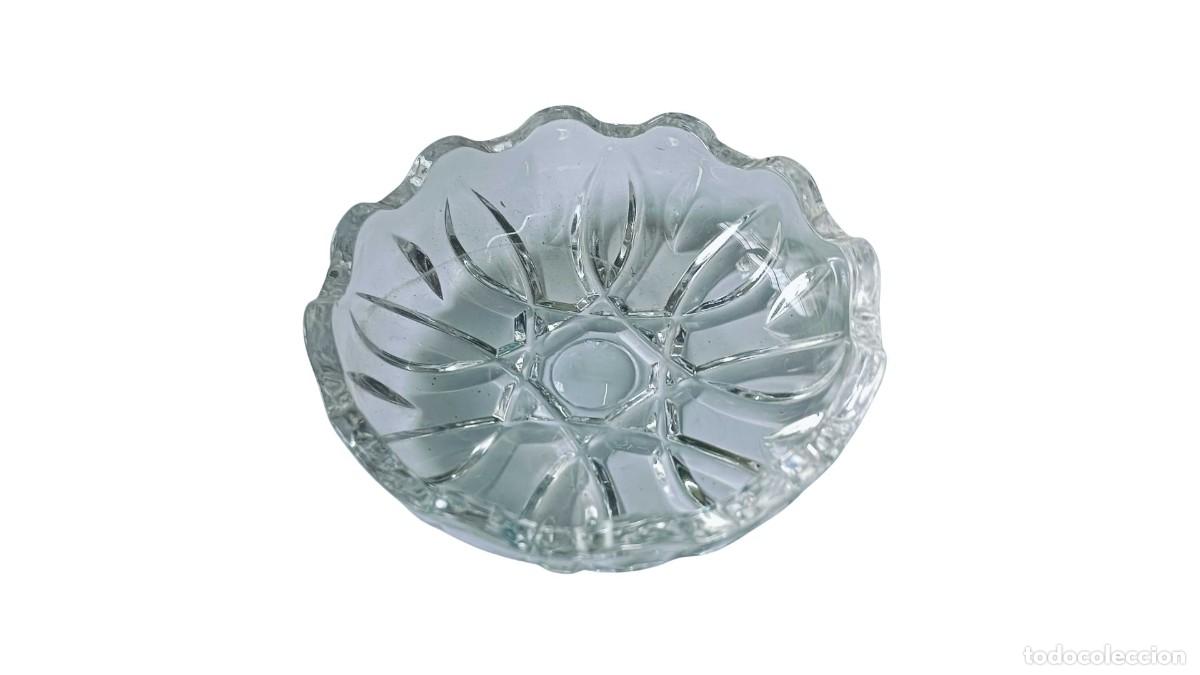 Vintage: BOMBONERA DE CRISTAL TALLADO - BORDE ONDULADO - A&Ntilde;OS 1950-1960 - PIEZA DE COLECCI&Oacute;N