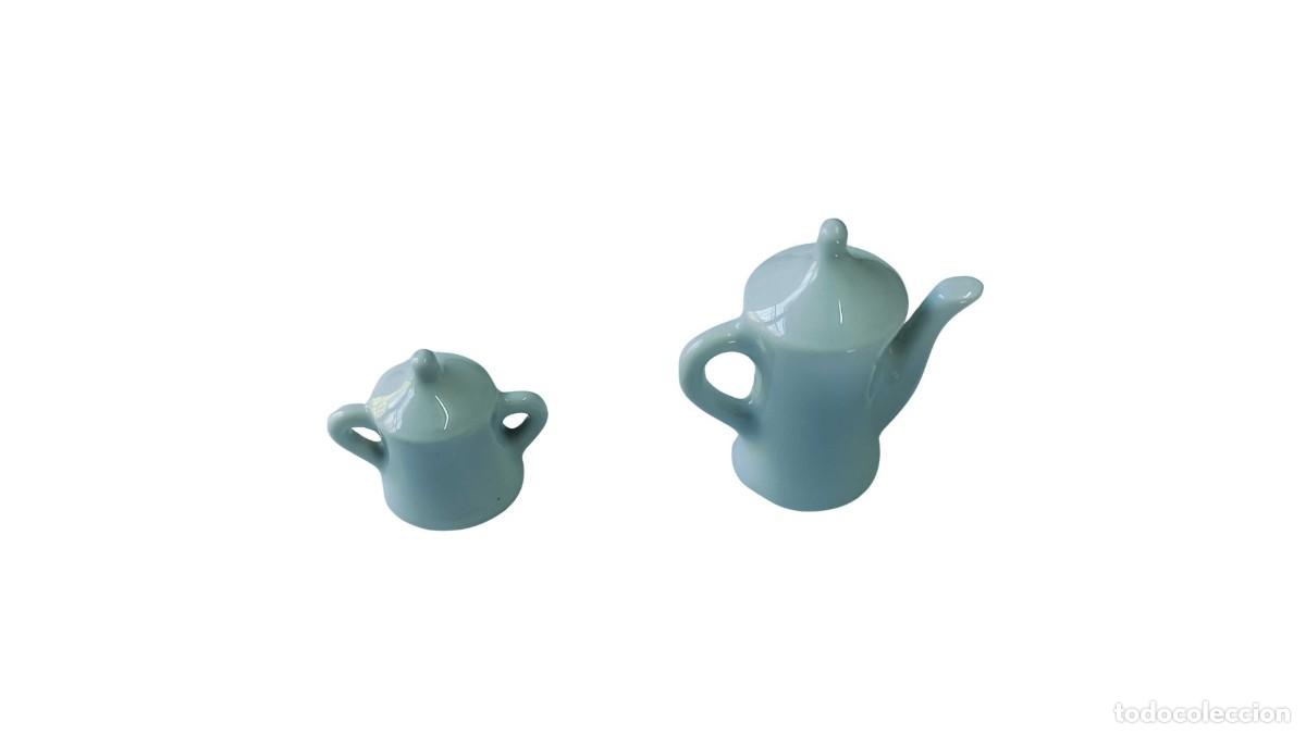 Vintage: lote de tetera y azucarero miniatura de porcelana vintage RETRO