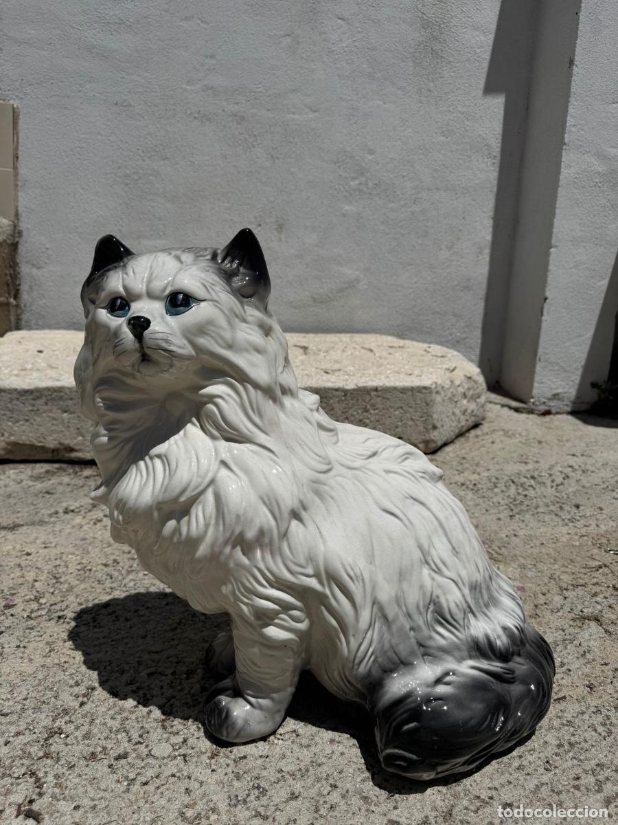Vintage: Gato persa de loza cer&aacute;mica Italia a&ntilde;os 60 70 48cms