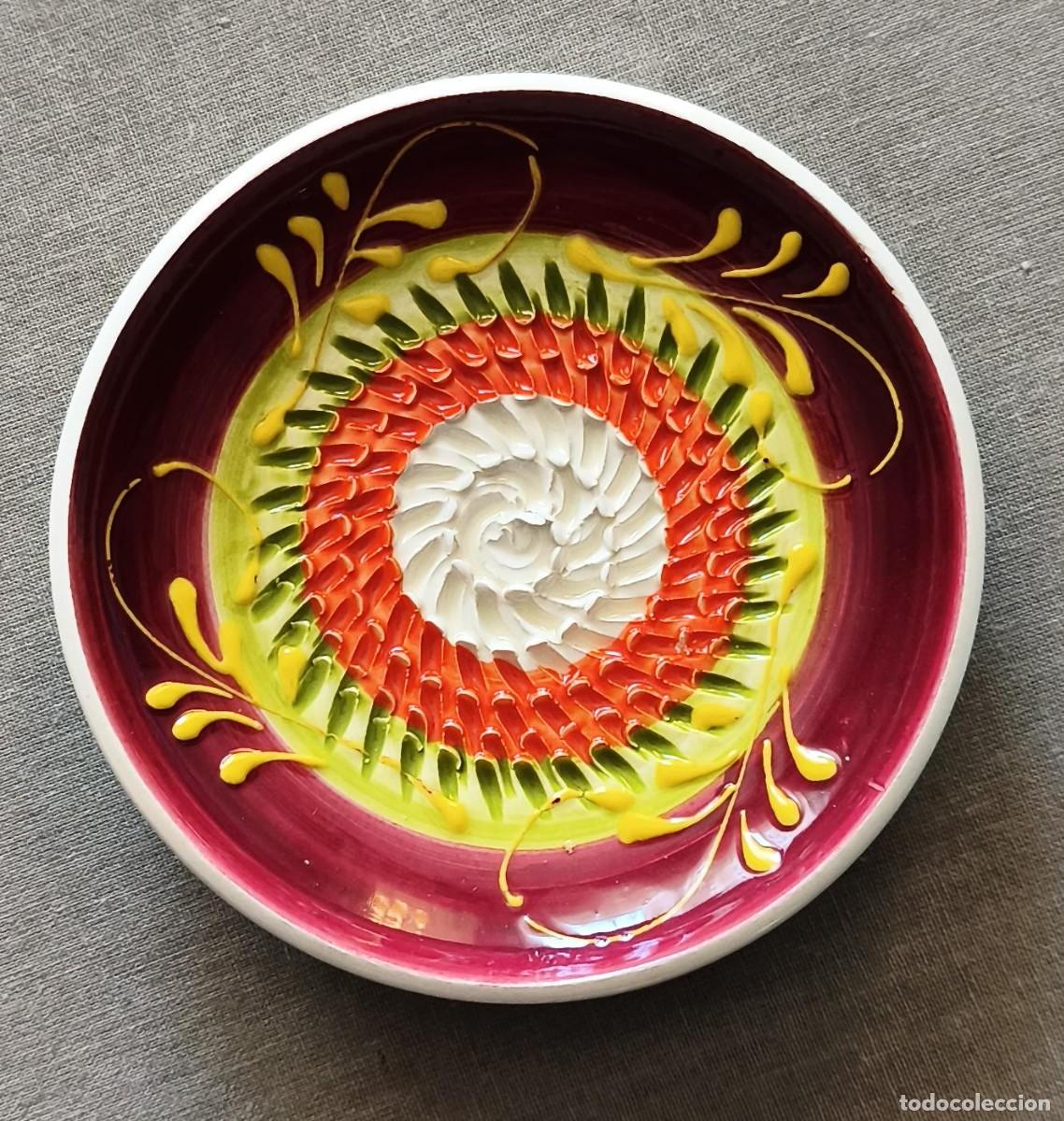 Vintage: Peque&ntilde;o plato cer&aacute;mica andaluza hecha y pintada a mano - 12cm di&aacute;metro 1