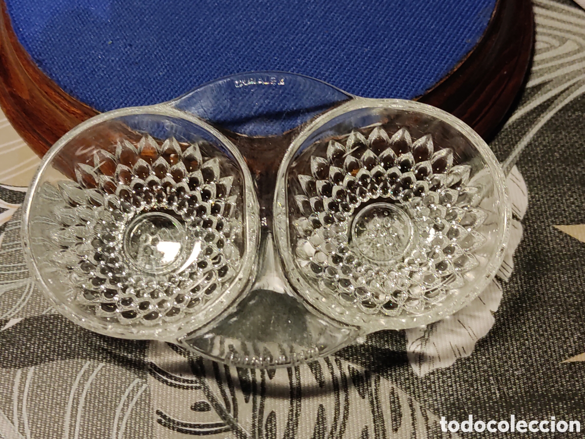 Vintage: Salero o especiero de pellizco de cristal tallado de Duralex.