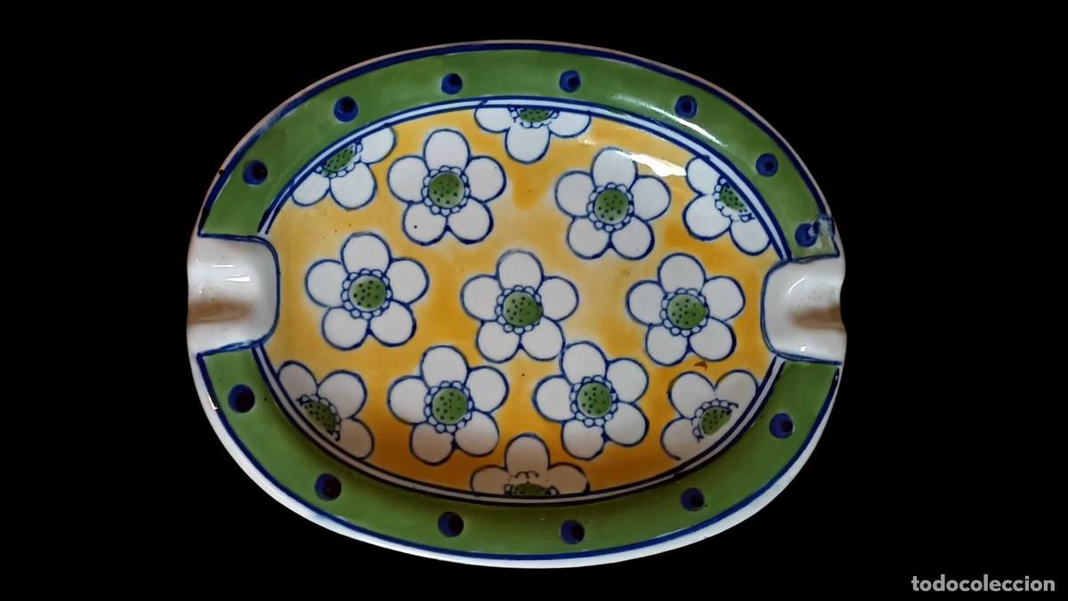 Vintage: CENICERO DE CER&Aacute;MICA VINTAGE - PINTADO A MANO - MOTIVOS FLORALES - ESTILO MEDITERR&Aacute;NEO - RETRO