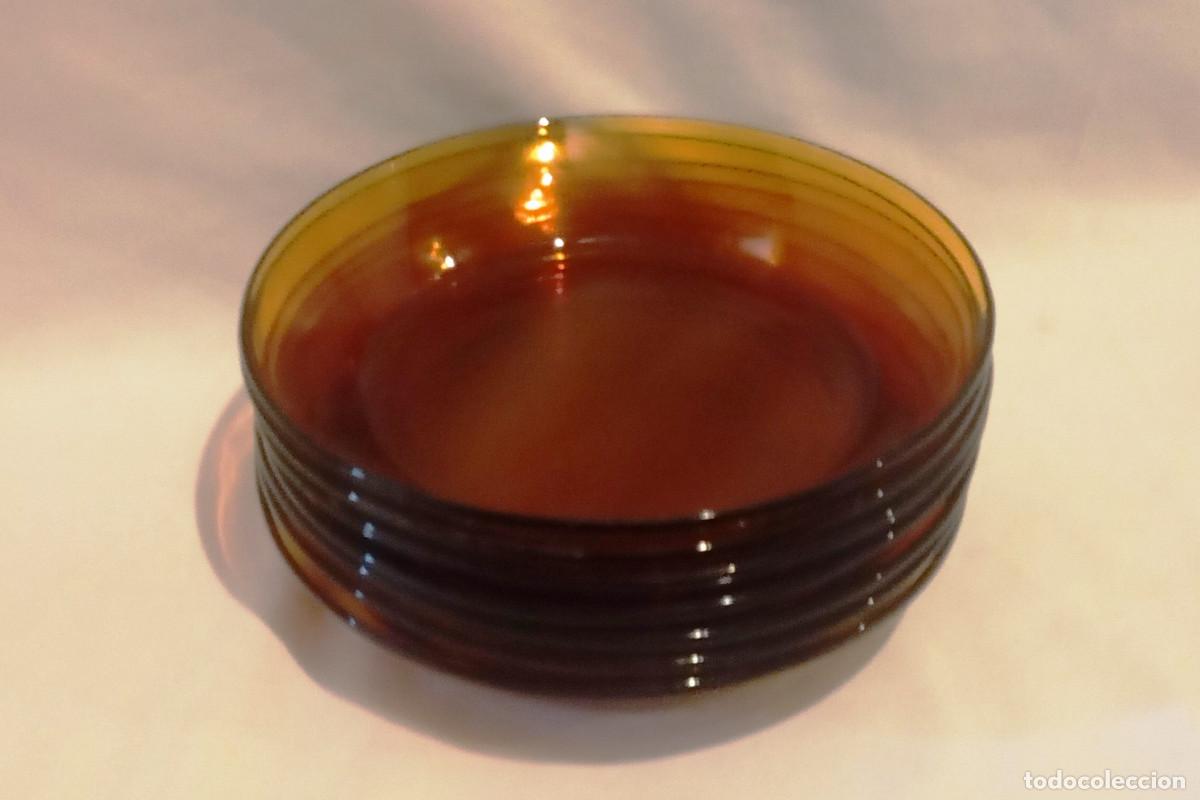 Vintage: 7 Platos Hondos Duralex &Aacute;mbar Vidrio
