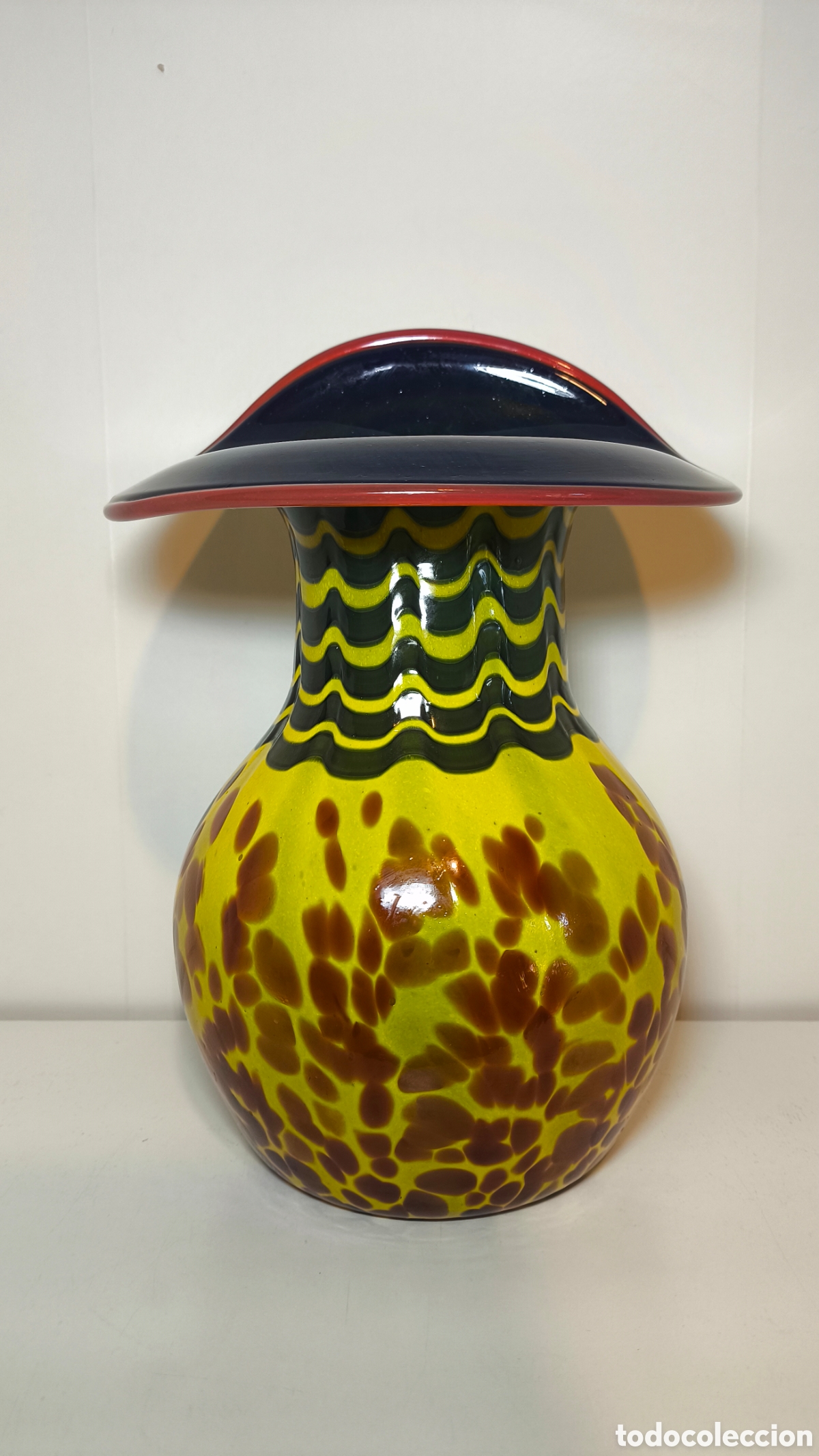 Vintage: Jarr&oacute;n de cristal soplado art&iacute;stico estilo murano