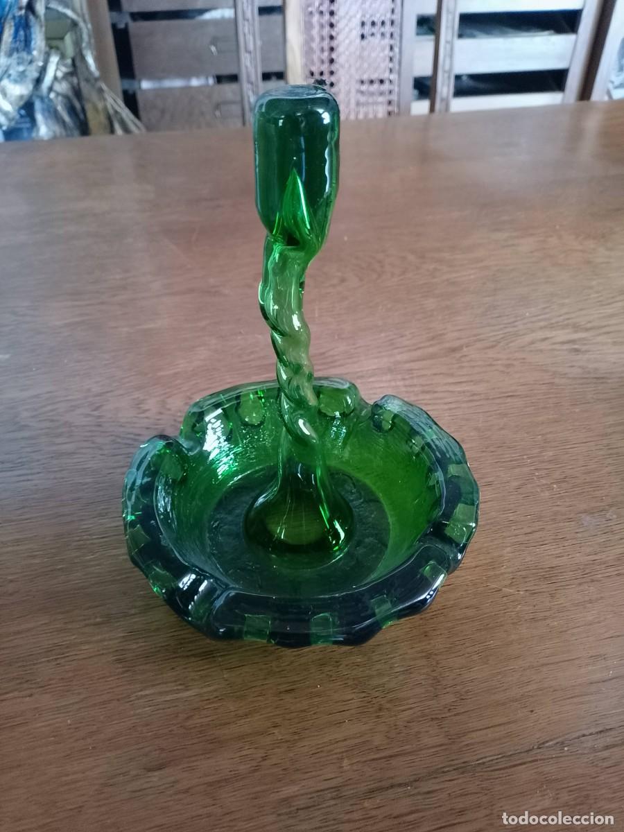 Vintage: Cenicero jarr&oacute;n cristal de Murano verde
