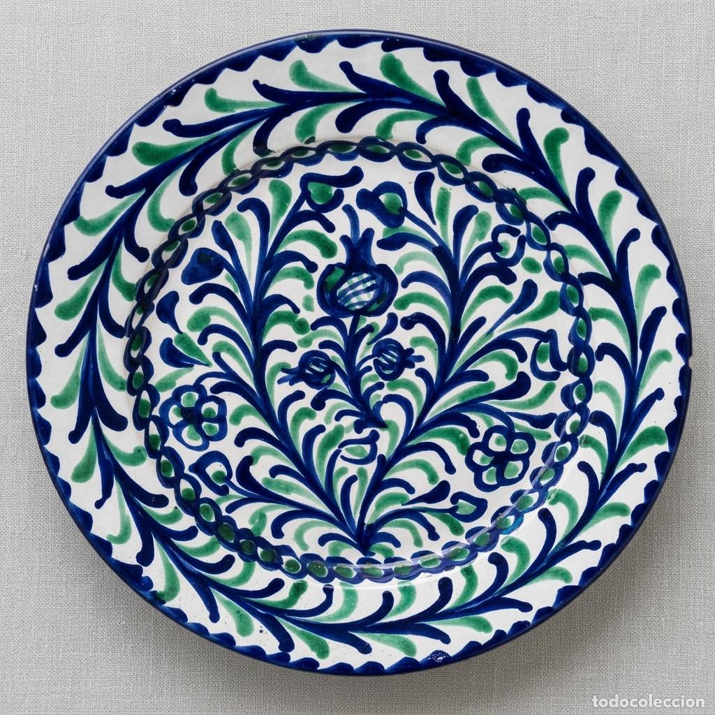 Vintage: Plato grande 30cm cer&aacute;mica de Fajalauza (Granada). Decoraci&oacute;n tradicional pintada a mano