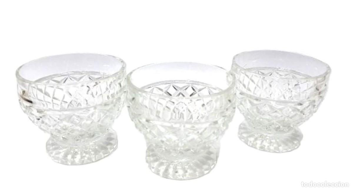 Vintage: 3 vasos de cristal vintage con corte de diamante y cristal