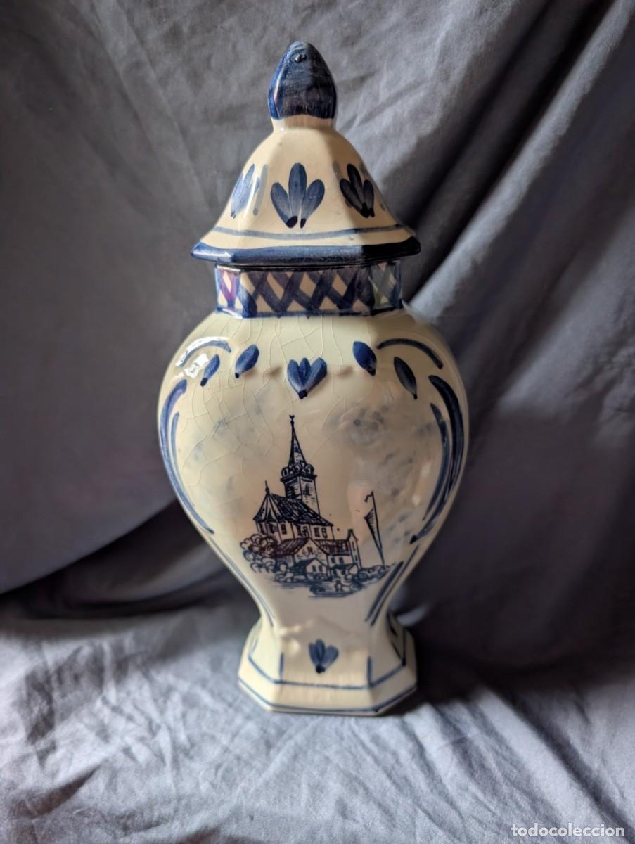 Vintage: Jarr&oacute;n con tapa Delft Blue pintado a mano &ndash; Cer&aacute;mica holandesa Delfts Blauw 32 cm