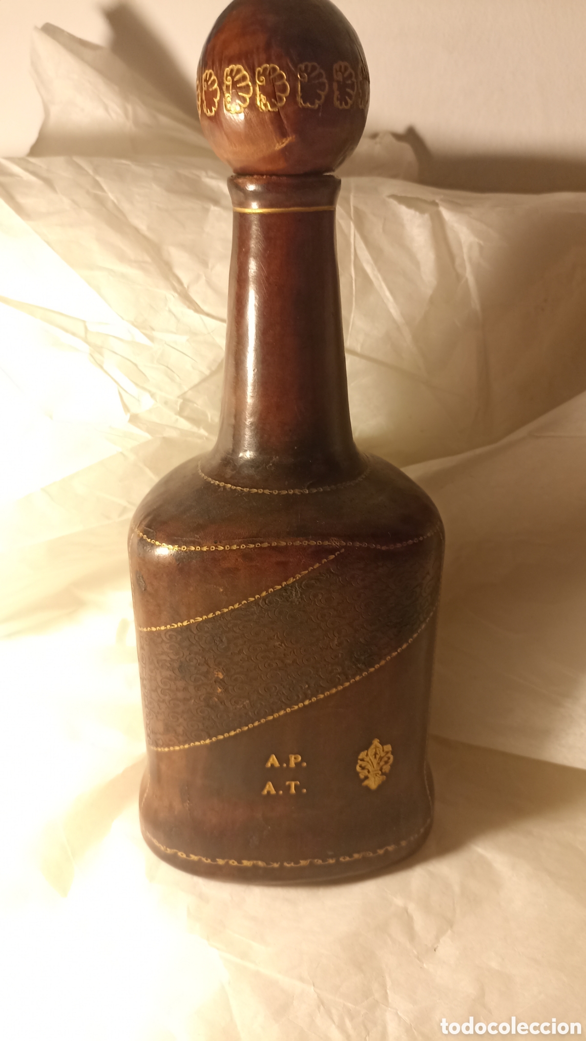 Vintage: Botella / Licorera Vintage de Cuero Florentino &ndash; Hecha en Italia (Florencia)