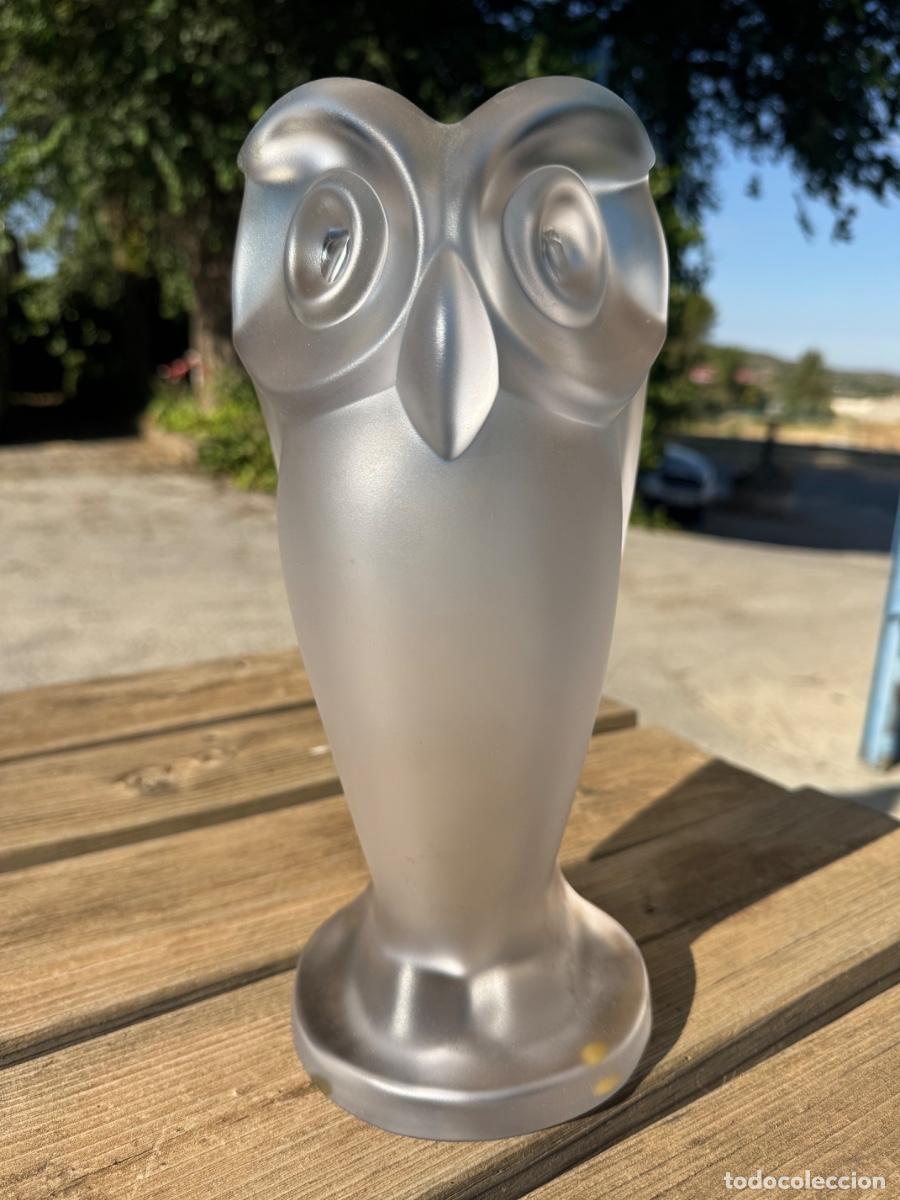 Vintage: B&uacute;ho ave p&aacute;jaro cristal prensado fabrica del Sevres Francia Mitad s.XX 30 cm