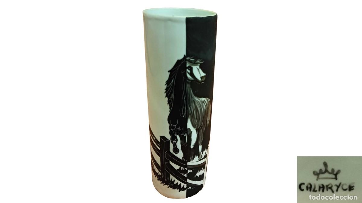 Vintage: JARR&Oacute;N CIL&Iacute;NDRICO CALARYCE - PORCELANA PINTADA A MANO CON CABALLO - A&Ntilde;OS 60-70