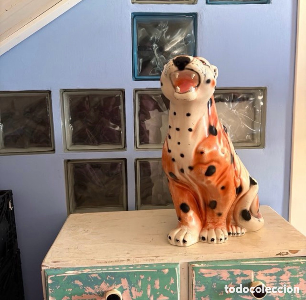 Vintage: Figura Pantera Leopardo Cer&aacute;mica Grande Vintage A&ntilde;os 70/80 - Escultura Felino Retro