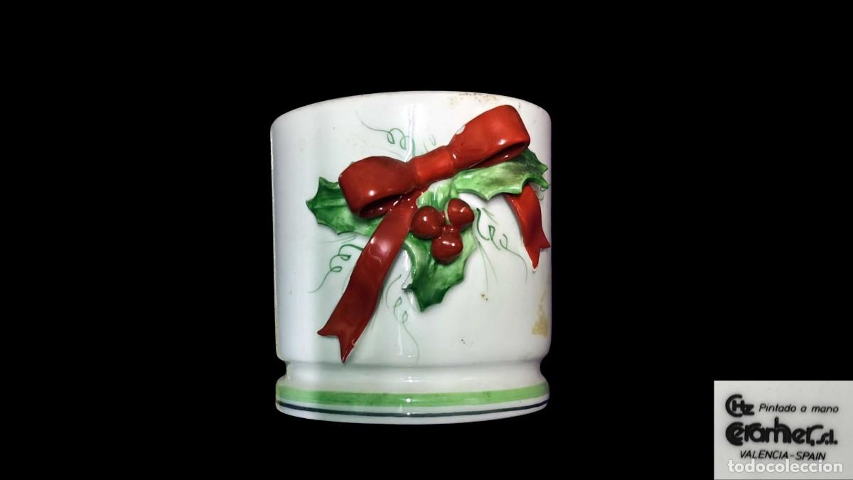 Vintage: Encantador Recipiente Navide&ntilde;o CERAMHER - Cer&aacute;mica Pintada a Mano (Valencia, Espa&ntilde;a) - A&ntilde;os 80/90