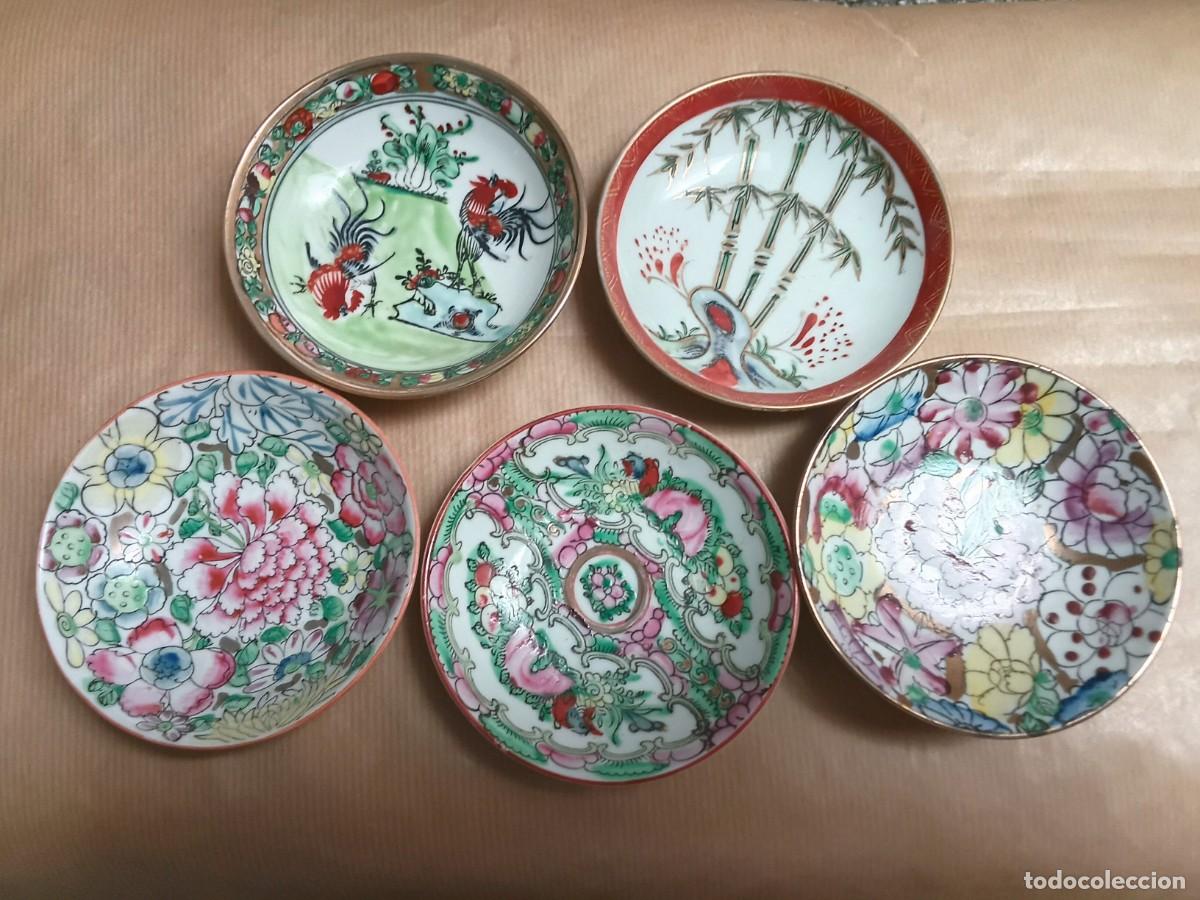 Vintage: Lote 5 peque&ntilde;os platos de porcelana china
