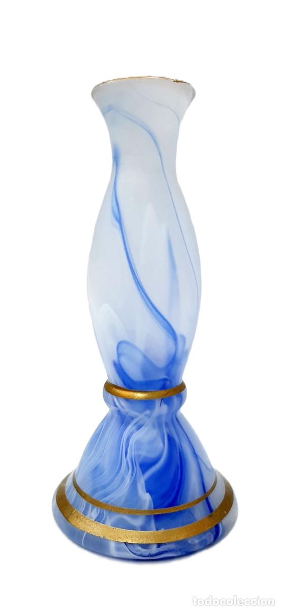Vintage: Florero de vidrio mate con decoraci&oacute;n dorada &ndash; 18.5 cm &ndash; 320 g