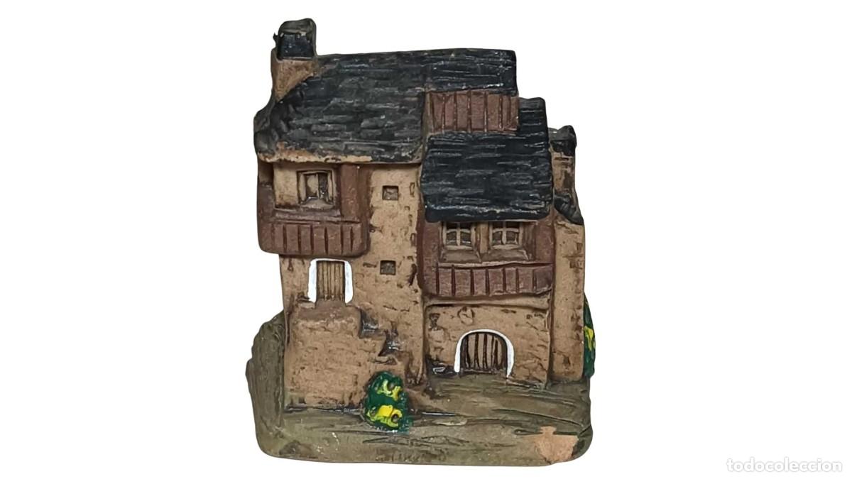 Vintage: FIGURA DECORATIVA CASA RURAL DE PIEDRA TIPO PIRINEO - CER&Aacute;MICA PINTADA A MANO - VINTAGE A&Ntilde;OS 70-80