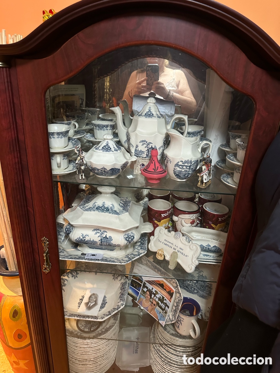 Vintage: Vajilla la cartuja de Sevilla sin uso con su mueble, octagonal