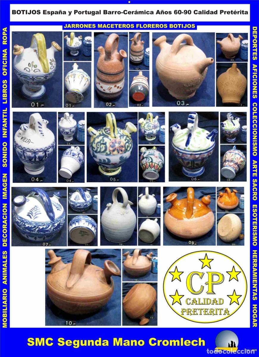 Vintage: 10 BOTIJOS en Barro/Terracota/Cer&aacute;mica A&ntilde;os 60-90 Espa&ntilde;a y Portugal. Calidad Pret&eacute;rita.