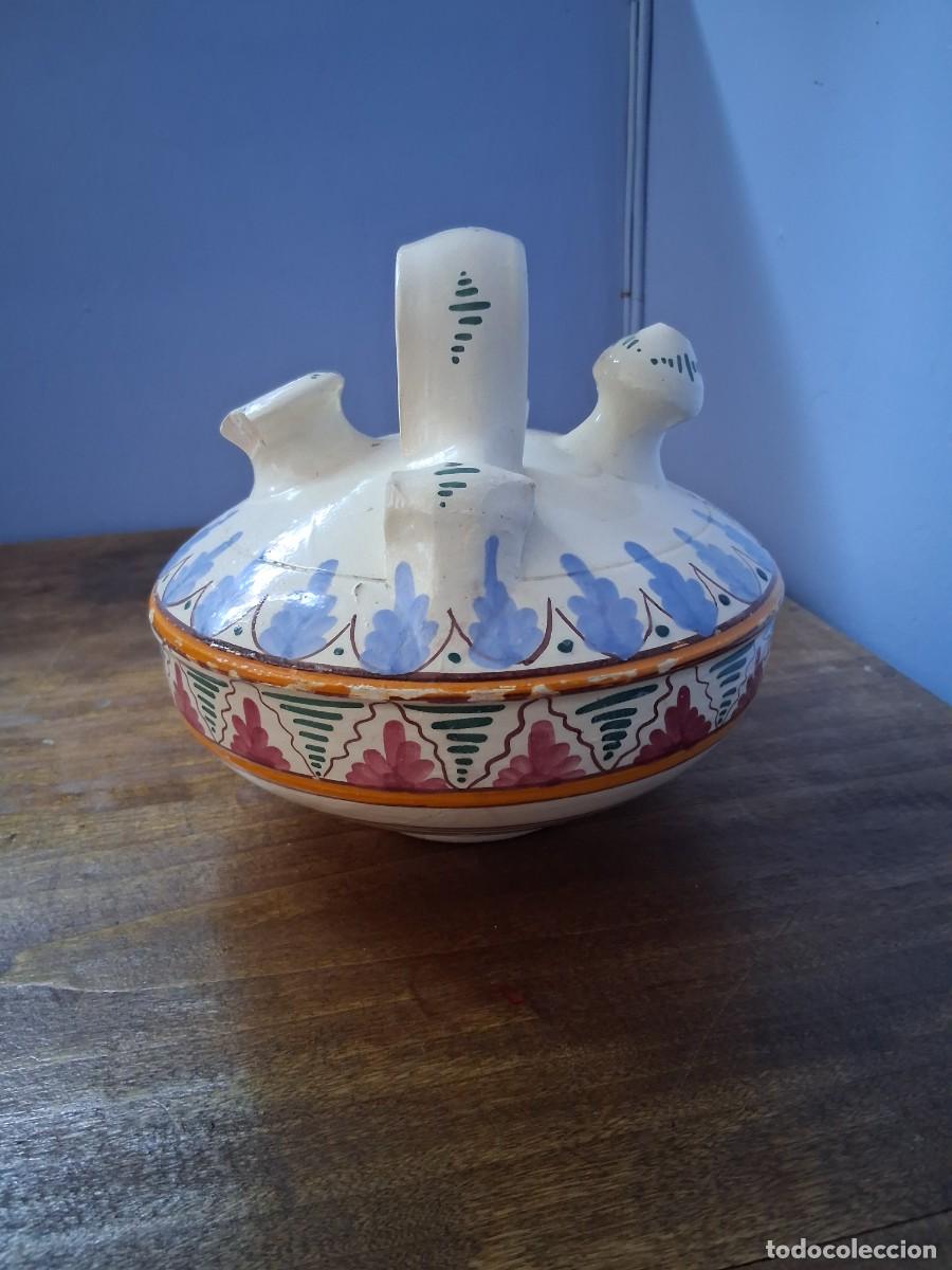 Vintage: Botijo de cer&aacute;mica pintada esmaltada dise&ntilde;o tradicional de Murcia o Valencia