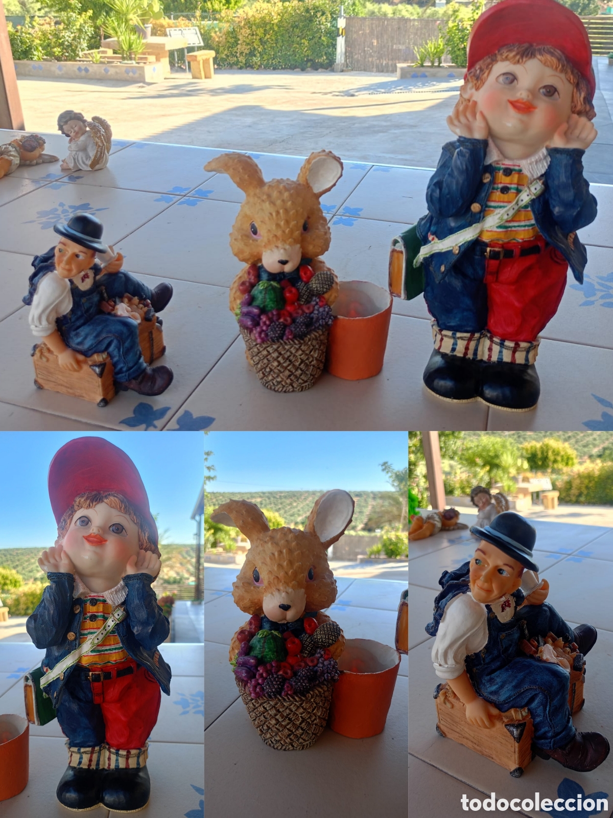 Vintage: Lote de 3 Huchas Vintage - Figuras Infantiles de Cer&aacute;mica/Resina