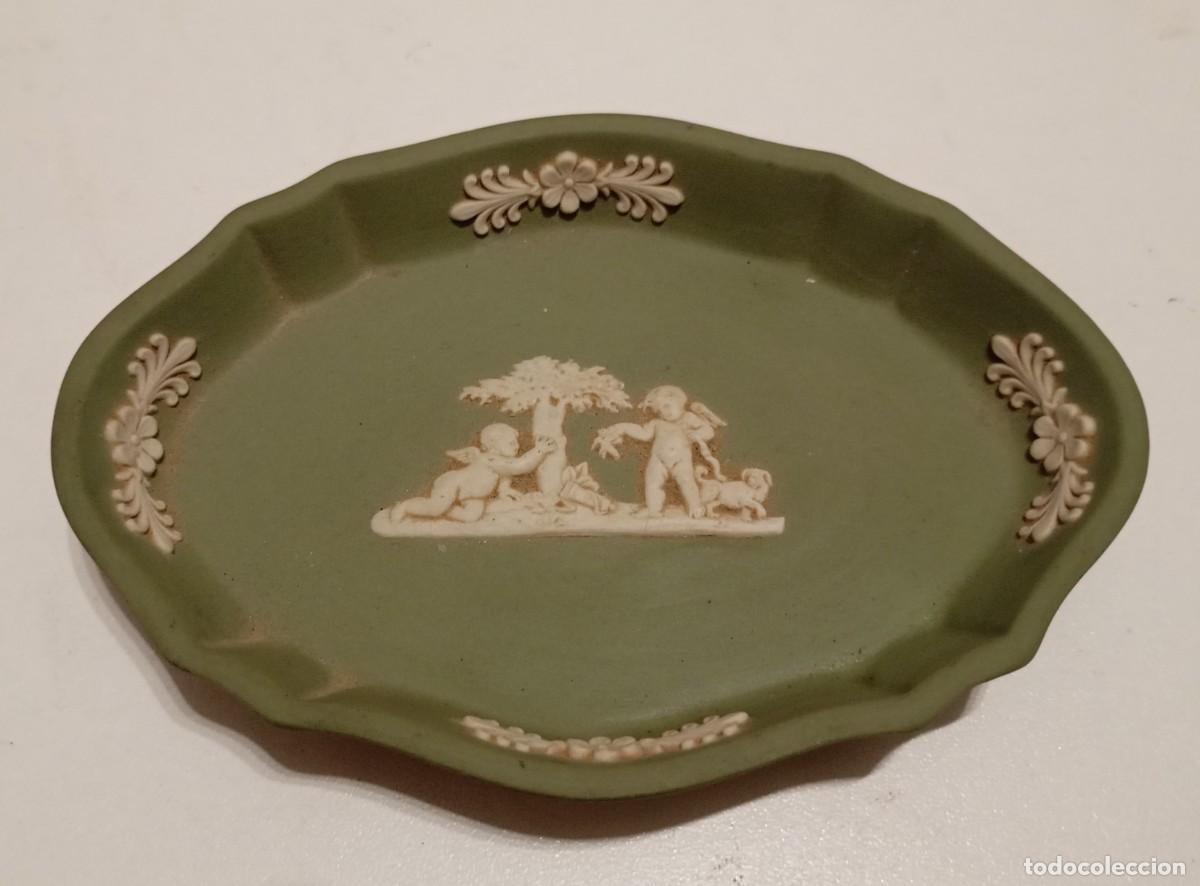Vintage: BONITO PLATO PEQUE&Ntilde;O PARA BARATIJAS DE CER&Aacute;MICA VERDE, WEDGWOOD, JASPERWARE VERDE SALVA, VINTAGE