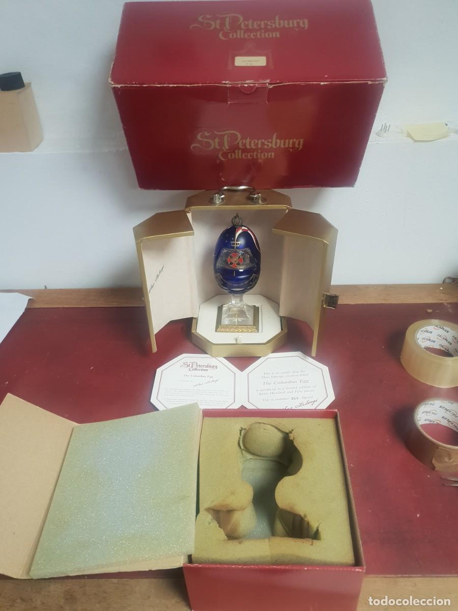 Vintage: Huevo theo faberge 500 centenario descubrimiento america interior plata caja y libro n/312