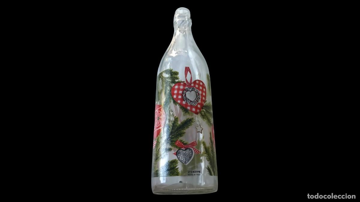 Vintage: BOTELLA DECORATIVA NAVIDE&Ntilde;A CERVE - DECOUPAGE CORAZONES Y ABETO - MADE IN ITALY - A&Ntilde;OS 80/90