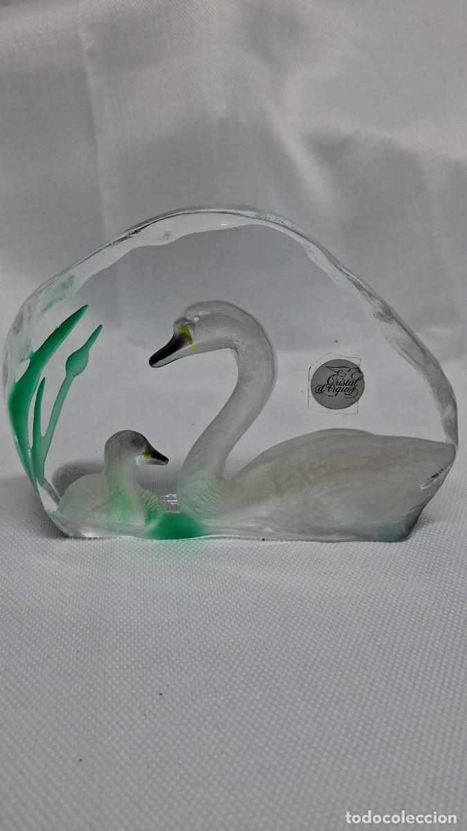 Vintage: Preciosa figura vintage de cisnes de Cristal d'Arques (Francia)
