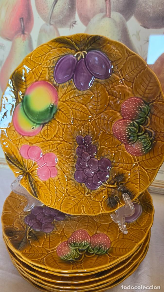 Vintage: Plato XL Barbotina Francesa 26cm Salins les Bains (A&ntilde;os 50) Cer&aacute;mica May&oacute;lica
